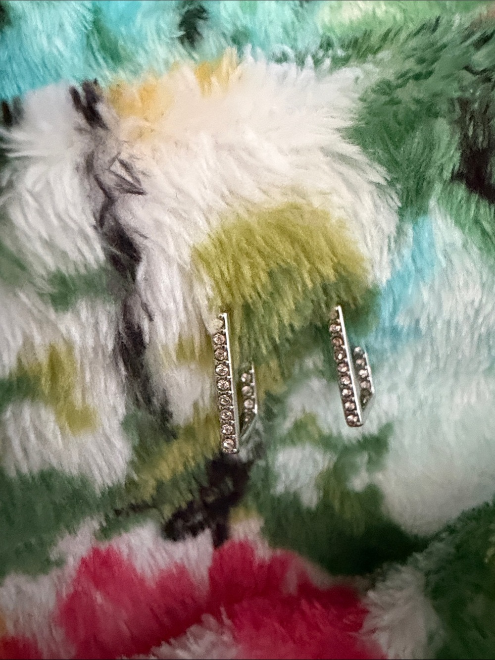 Belk Silverworks CZ accent Sterling Silver Bar Hoop Earrings